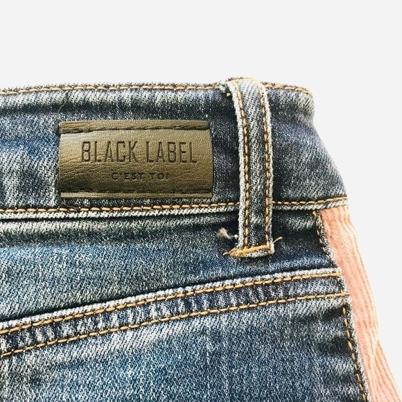 Black Label Denim Pink Corduroy Distressed Raw Hem Jean Mini Skirt - Picture 4 of 7
